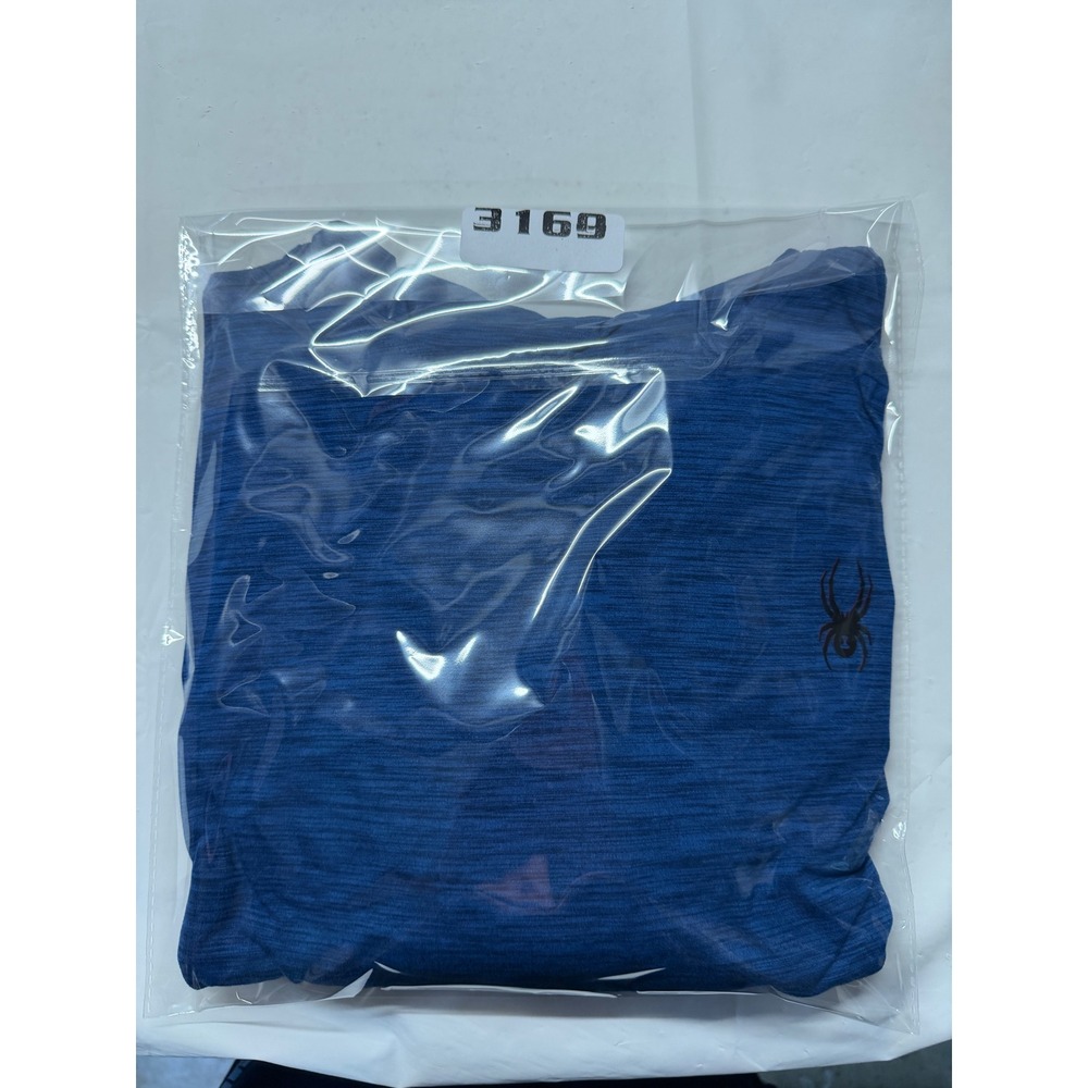 Spyder Active Mens XXL ProWeb Blue Heathered Lightweight Performance Hoodie Top - Picture 10 of 10